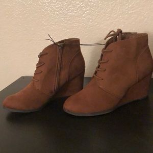 American Rag lace up wedge booties